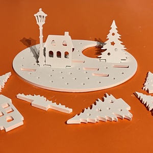 DIY Karácsonyi asztaldísz fényfüzérrel - színezhető - karácsony - karácsonyi lakásdekoráció - karácsonyi falu, házikó - Meska.hu