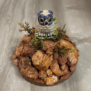 Őszi asztali dísz bagollyal, kövekkel - otthon & életmód - dekoráció - asztal és polc dekoráció - asztaldísz - Meska.hu