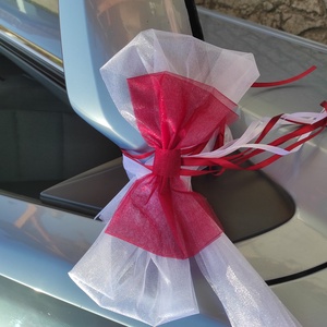 Bordó - fehér esküvői autódísz - esküvő - dekoráció - helyszíni dekor - Meska.hu