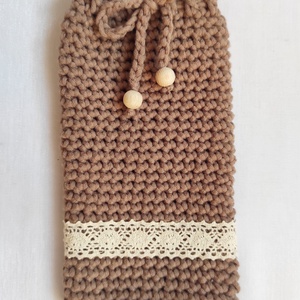 Barna horgolt szemüvegtok / telefontok, Táska & Tok, Pénztárca & Más tok, Szemüvegtok, Horgolás, MESKA