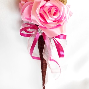 Rózsaszín sizal tölcséres  ballagási csokor, Otthon & Lakás, Dekoráció, Virágdísz és tartó, Csokor & Virágdísz, Varrás, MESKA