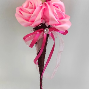Rózsaszín sizal tölcséres  ballagási csokor - otthon & lakás - dekoráció - virágdísz és tartó - csokor & virágdísz - Meska.hu