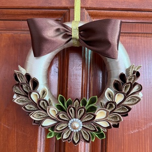 Barna - bézs kopogtató, Karácsony, Adventi díszek, Adventi ajtódísz, Mindenmás, MESKA