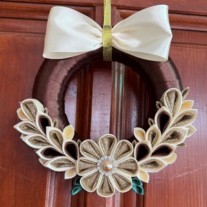 Barna - krém kopogtató, Karácsony, Adventi díszek, Adventi ajtódísz, Mindenmás, MESKA