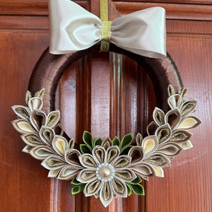 Bézs - barna kopogtató, Karácsony, Adventi díszek, Adventi ajtódísz, Mindenmás, MESKA