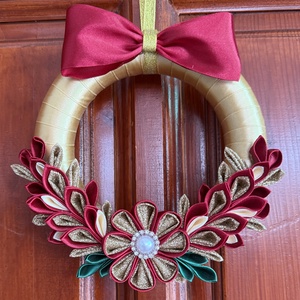 Bordó - arany kopogtató, Karácsony, Adventi díszek, Adventi ajtódísz, Mindenmás, MESKA