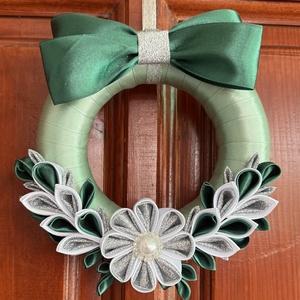 Smaragdzöld - ezüst ajtódísz, Karácsony, Adventi díszek, Adventi ajtódísz, Mindenmás, MESKA