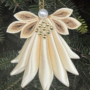 Krémszínű - arany angyal, Karácsony, Karácsonyi lakásdekoráció, Karácsonyfadíszek, Mindenmás, MESKA