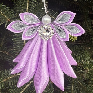 Lila - ezüst angyal, Karácsony, Karácsonyi lakásdekoráció, Karácsonyfadíszek, Mindenmás, MESKA