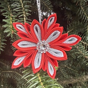 Piros - ezüst csillag, Karácsony, Karácsonyi lakásdekoráció, Karácsonyfadíszek, Mindenmás, MESKA