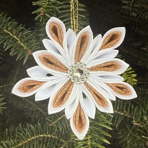 Fehér - bronz csillag, Karácsony, Karácsonyi lakásdekoráció, Karácsonyfadíszek, Mindenmás, MESKA