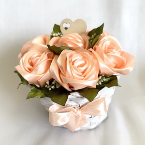 Barack rózsakosár, Otthon & Életmód, Virágdekoráció, Virágdíszek, Asztali virágdísz, Mindenmás, Varrás, MESKA