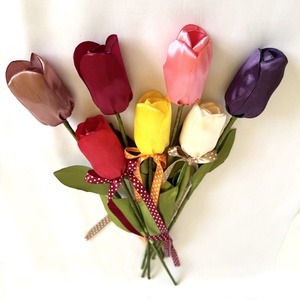  Tulipán szaténszalagból, Otthon & Életmód, Virágdekoráció, Virágok, Szálas virág, , MESKA