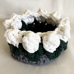 Tulipános horgolt kosár, Otthon & Életmód, Tárolás & Rendszerezés, Tárolókosár, , MESKA