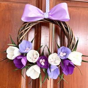 Lila krókuszos ajtódísz, Otthon & Életmód, Dekoráció, Ajtó- és ablak dekoráció, Ajtódísz & Kopogtató, Mindenmás, MESKA