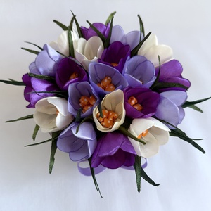 Lila - krém krókuszkosár - otthon & életmód - virágdekoráció - virágdíszek - asztali virágdísz - Meska.hu