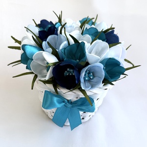 Kék krókuszkosár, Otthon & Életmód, Virágdekoráció, Virágdíszek, Asztali virágdísz, Mindenmás, MESKA