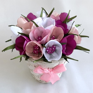 Rózsaszín krókuszkosár, Otthon & Életmód, Virágdekoráció, Virágdíszek, Asztali virágdísz, Mindenmás, MESKA