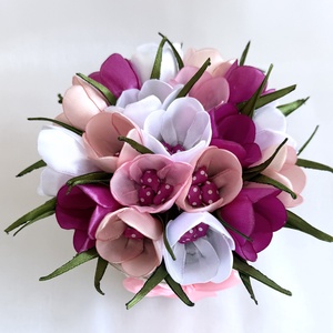 Rózsaszín krókuszkosár - otthon & életmód - virágdekoráció - virágdíszek - asztali virágdísz - Meska.hu