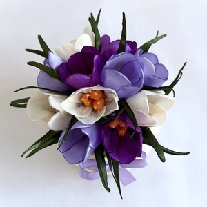 Lila krókuszkosár - otthon & életmód - virágdekoráció - virágdíszek - asztali virágdísz - Meska.hu