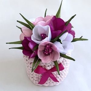 Rózsaszín krókuszkosár, Otthon & Életmód, Virágdekoráció, Virágdíszek, Asztali virágdísz, Mindenmás, MESKA