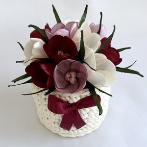 Bordó krókuszkosár, Otthon & Életmód, Virágdekoráció, Virágdíszek, Asztali virágdísz, Mindenmás, MESKA