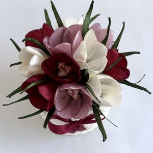 Bordó krókuszkosár - otthon & életmód - virágdekoráció - virágdíszek - asztali virágdísz - Meska.hu