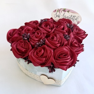 Bordó rózsabox, Otthon & Életmód, Virágdekoráció, Virágok, Virágbox, Varrás, MESKA