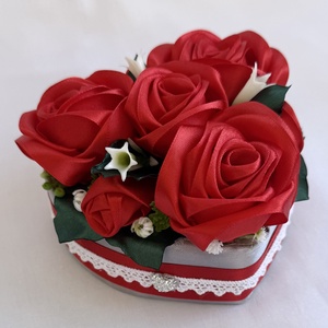 Piros - ezüst rózsabox - otthon & életmód - virágdekoráció - virágok - virágbox - Meska.hu