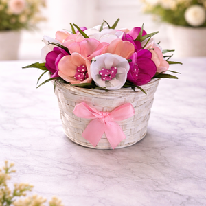 Rózsaszín krókuszkosár, Otthon & Életmód, Virágdekoráció, Virágdíszek, Asztali virágdísz, Mindenmás, MESKA