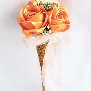 Narancssárga sizal tölcséres  ballagási csokor - Meska.hu