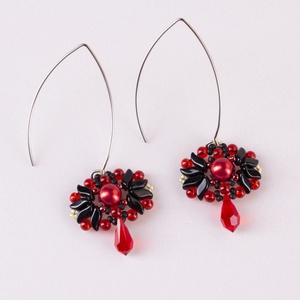Creabead Design piros-fekete elegáns ékszerszett Swarovski kristállyal - ékszer - ékszerszett - Meska.hu