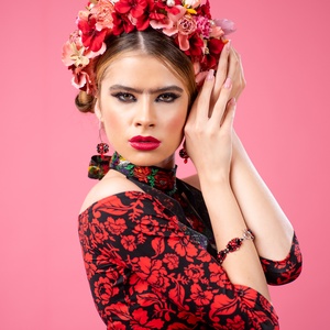 Creabead Design piros-fekete elegáns ékszerszett Swarovski kristállyal - ékszer - ékszerszett - Meska.hu