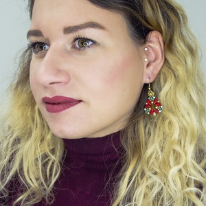 Creabead Design mikulásvirág fülbevaló/medál/szett - ékszer - fülbevaló - lógó fülbevaló - Meska.hu