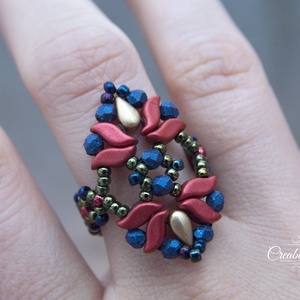 Creabead Design matyó stílusú elegáns gyűrű dupla mintával - ékszer - gyűrű - gyöngyös gyűrű - Meska.hu