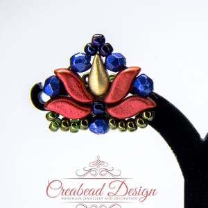 Creabead Design matyó stílusú elegáns fülbevaló, Ékszer, Fülbevaló, Pötty fülbevaló, Gyöngyfűzés, gyöngyhímzés, MESKA