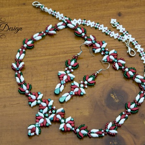 Creabead Design trikolór matyó stílusú elegáns ékszerszett - ékszer - ékszerszett - Meska.hu