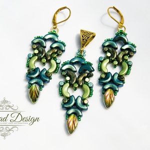 Creabead Design fülbevaló a zöld árnyalataiban - ékszer - fülbevaló - csillár fülbevaló - Meska.hu