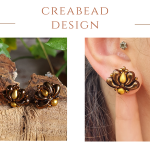 Creabead Design matyórózsa stílusú elegáns bedugós fülbevaló, Ékszer, Fülbevaló, Pötty fülbevaló, Gyöngyfűzés, gyöngyhímzés, MESKA