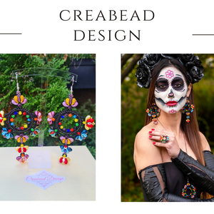 Creabead Design matyó virágokkal díszített mexikói stílusú ékszer, Ékszer, Fülbevaló, Karika fülbevaló, Gyöngyfűzés, gyöngyhímzés, MESKA