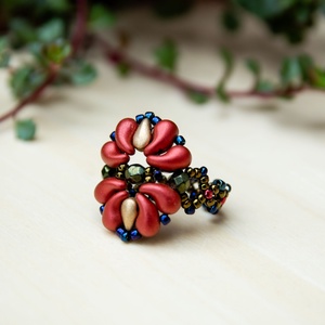 Creabead Design matyó stílusú elegáns gyűrű dupla mintával - ékszer - gyűrű - gyöngyös gyűrű - Meska.hu