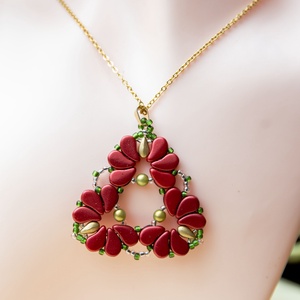 Creabead Design matyó stílusú medál nyaklánccal, Ékszer, Nyaklánc, Medál, Gyöngyfűzés, gyöngyhímzés, MESKA