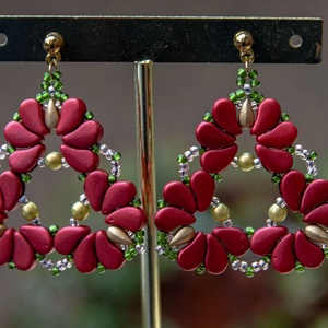 Creabead Design matyórózsa stílusú fülbevaló - ékszer - fülbevaló - lógó csepp fülbevaló - Meska.hu