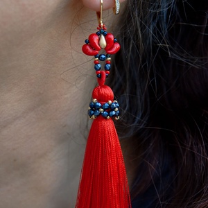 Creabead Design bojtos matyó rózsa extra dísszel, Ékszer, Fülbevaló, Rojtos fülbevaló, Gyöngyfűzés, gyöngyhímzés, MESKA