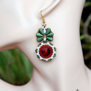 CreaBead Design elegáns trikolor fülbevaló, Ékszer, Fülbevaló, Lógó csepp fülbevaló, Gyöngyfűzés, gyöngyhímzés, MESKA