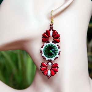 CreaBead Design elegáns trikolor fülbevaló, Ékszer, Fülbevaló, Lógó csepp fülbevaló, Gyöngyfűzés, gyöngyhímzés, MESKA