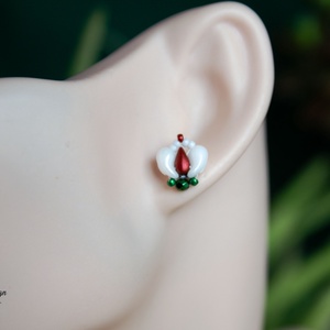 Creabead Design trikolor rózsabimbó ékszer - ékszer - fülbevaló - lógó csepp fülbevaló - Meska.hu