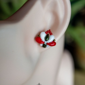 Creabead Design trikolór ékszer, Ékszer, Fülbevaló, Pötty fülbevaló, Gyöngyfűzés, gyöngyhímzés, MESKA