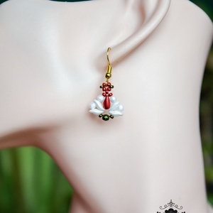 Creabead Design trikolór ékszer, Ékszer, Fülbevaló, Pötty fülbevaló, Gyöngyfűzés, gyöngyhímzés, MESKA