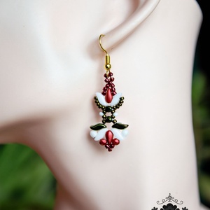 Creabead Design trikolór ékszer, Ékszer, Fülbevaló, Lógó fülbevaló, Gyöngyfűzés, gyöngyhímzés, MESKA